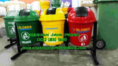 tong sampah fiber bulat 2in1